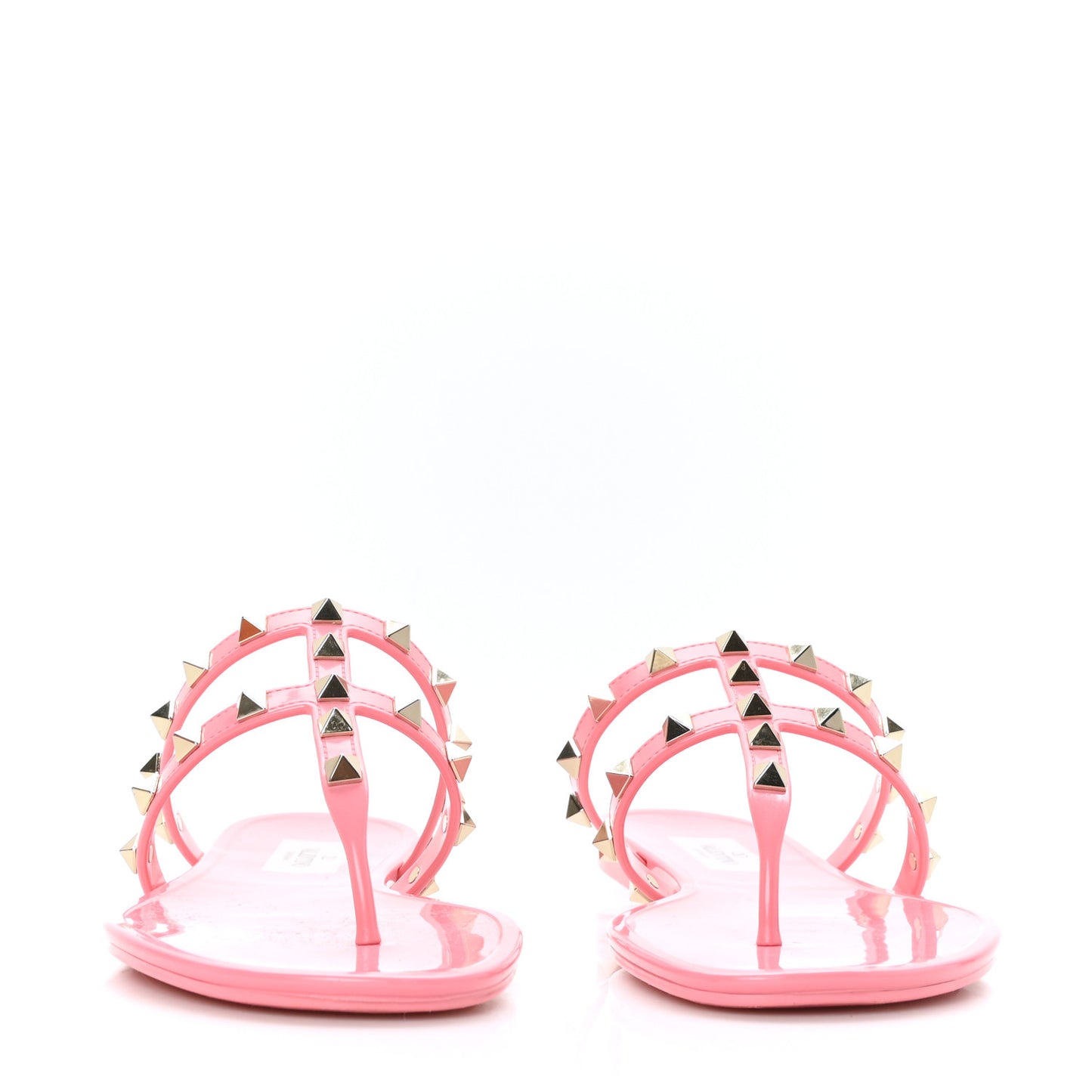 PVC Jelly Rockstud Caged Flat Thong Sandals 38 Sweet Pink