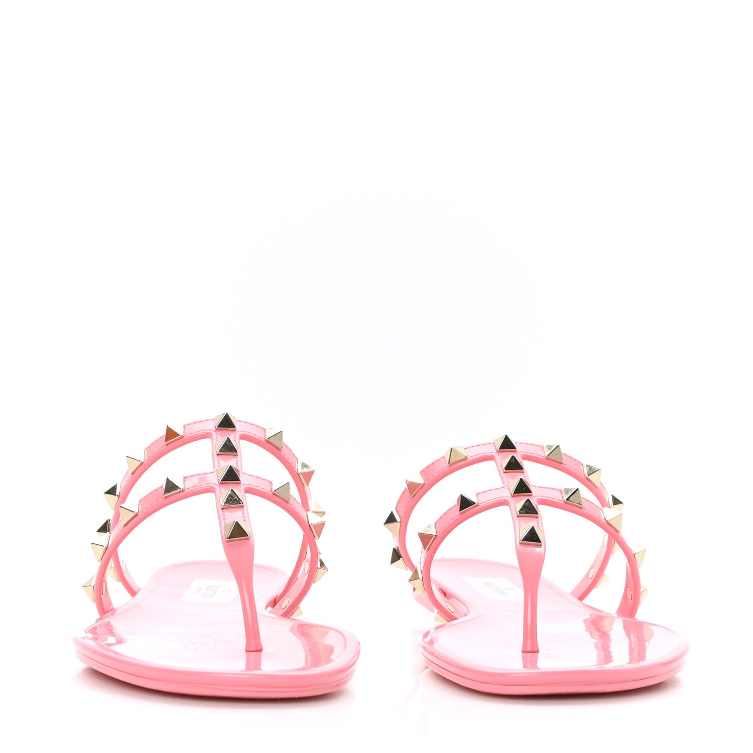 Valentino Garavani PVC Jelly Rockstud Caged Flat Thong Sandals 38 Sweet Pink 2 of 7