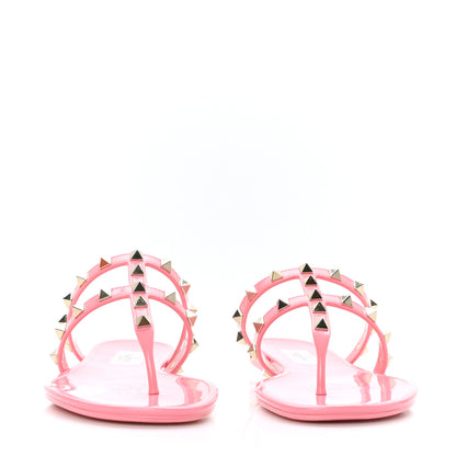 Valentino Garavani PVC Jelly Rockstud Caged Flat Thong Sandals 38 Sweet Pink 2 of 7