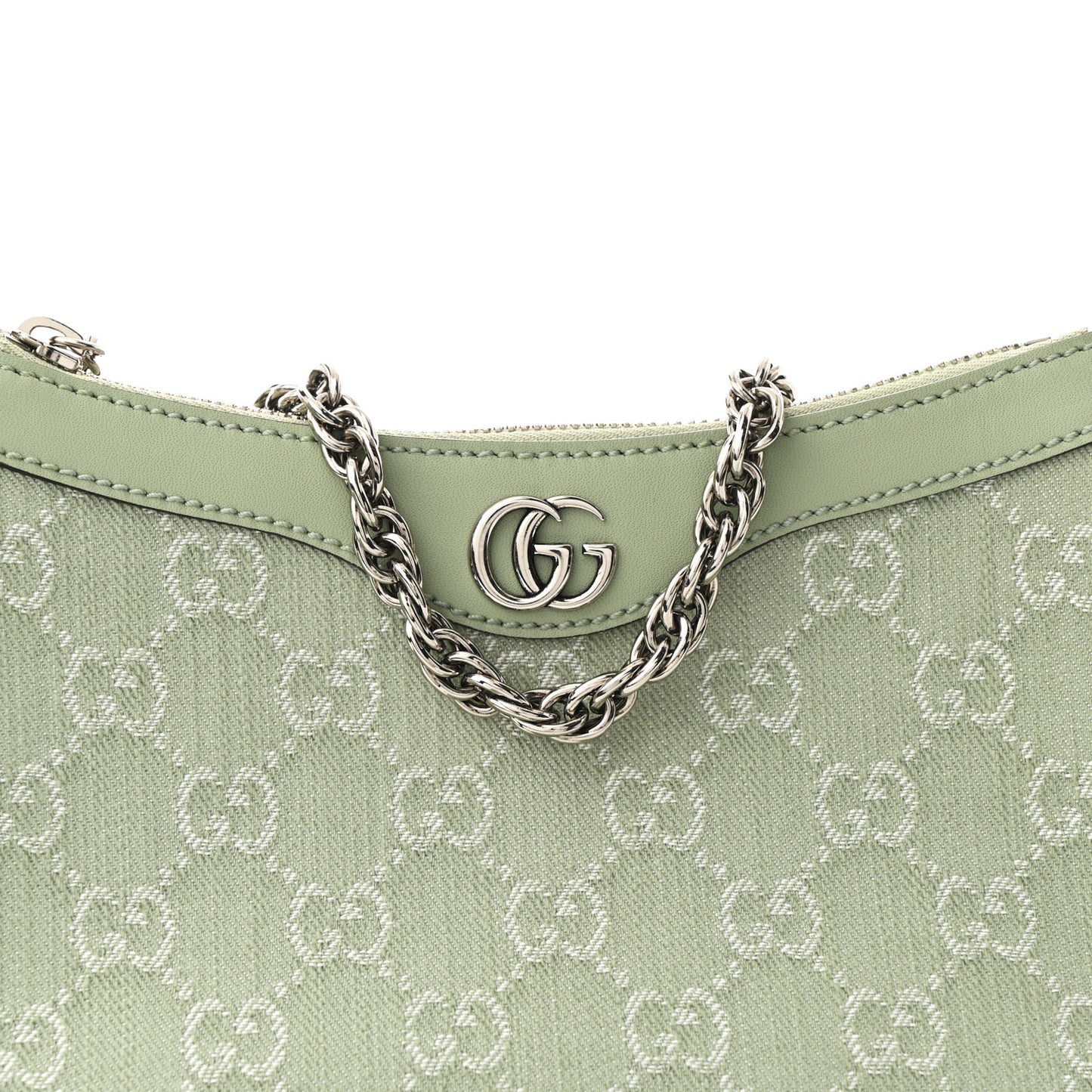 Denim GG Monogram Calfskin Small Shoulder Bag Pale Green