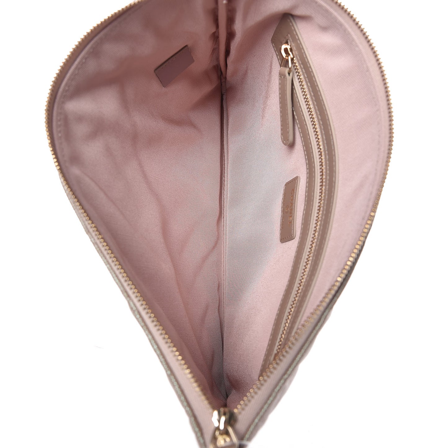 Iridescent Caviar Quilted Medium Cosmetic Case Beige