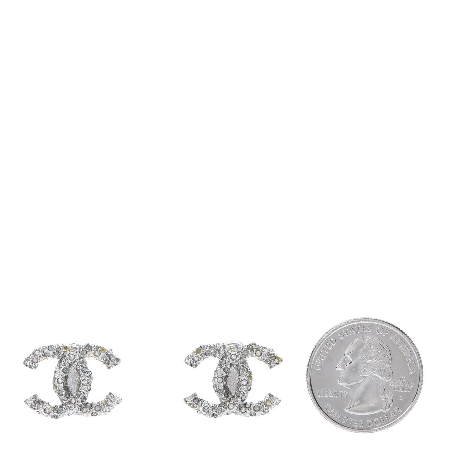 Chanel Crystal CC Earrings Silver 2 of 8