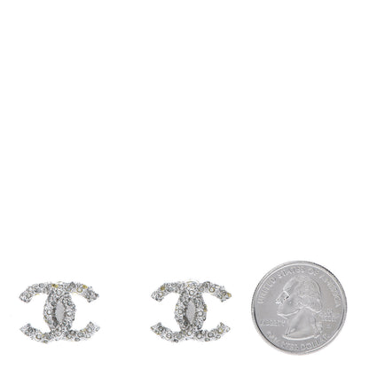 Chanel Crystal CC Earrings Silver 2 of 8