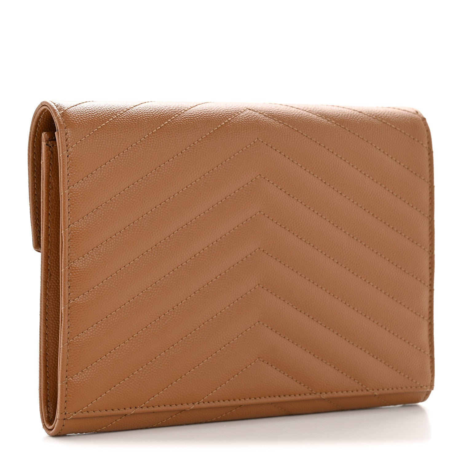 Saint Laurent Grain De Poudre Matelasse Chevron Monogram Envelope Clutch Natural Dark 3 of 12