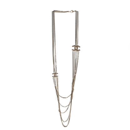 Chanel Crystal CC Multi Strand Chain Necklace Gold 4 of 6