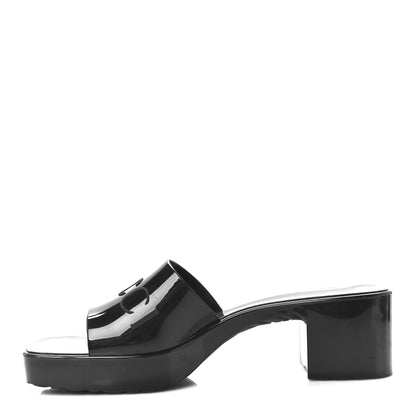 Gucci Rubber Gucci Logo Womens Platform 20/60mm Slide Sandals 38 Black 1 of 10
