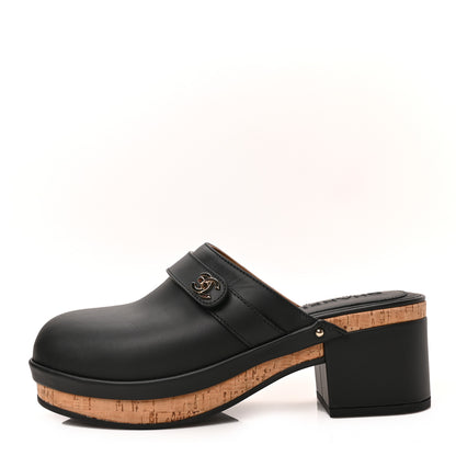 Chanel Calfskin CC Turn Lock Clogs 39 Black 1 of 8