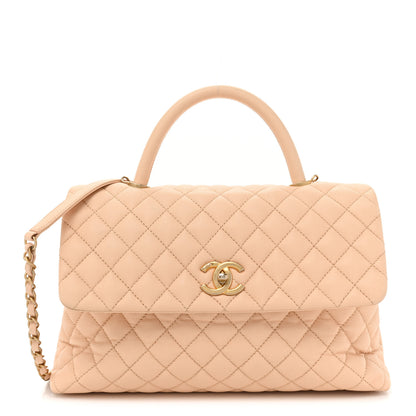 Chanel Caviar Quilted Medium Coco Handle Flap Light Beige 1 of 20