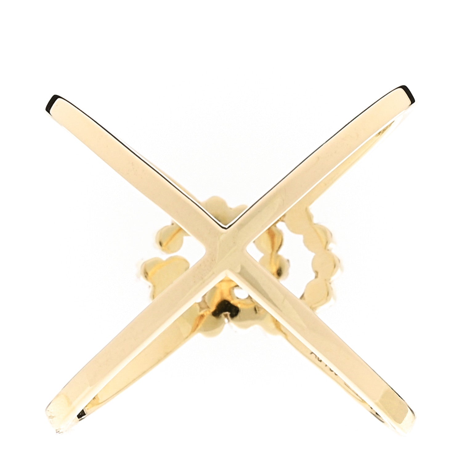 Gucci 18K Yellow Gold Diamond Running G Cross Ring 52 6 3 of 4