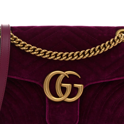 Gucci Velvet Matelasse Small GG Marmont Shoulder Bag Fuchsia Violet Cyclamen 8 of 10