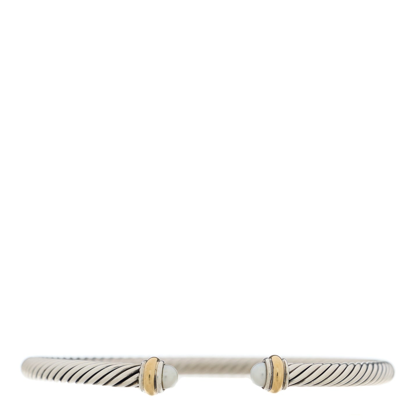 Sterling Silver 18K Yellow Gold Pearl 4mm Cable Classics Bracelet