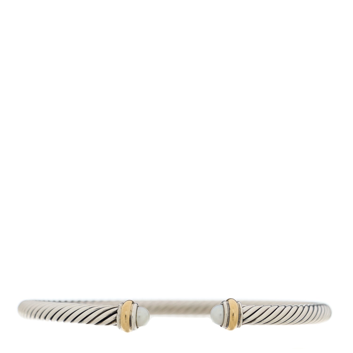 David Yurman Sterling Silver 18K Yellow Gold Pearl 4mm Cable Classics Bracelet 1 of 3