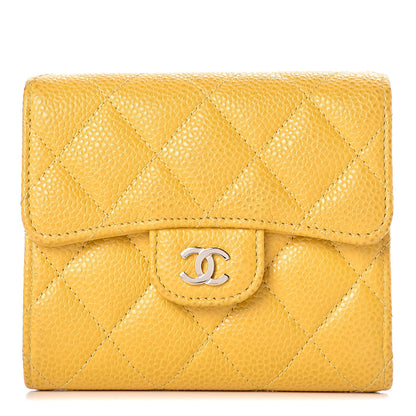 Chanel Caviar Quilted Compact Flap Wallet Yellow 1 of 10