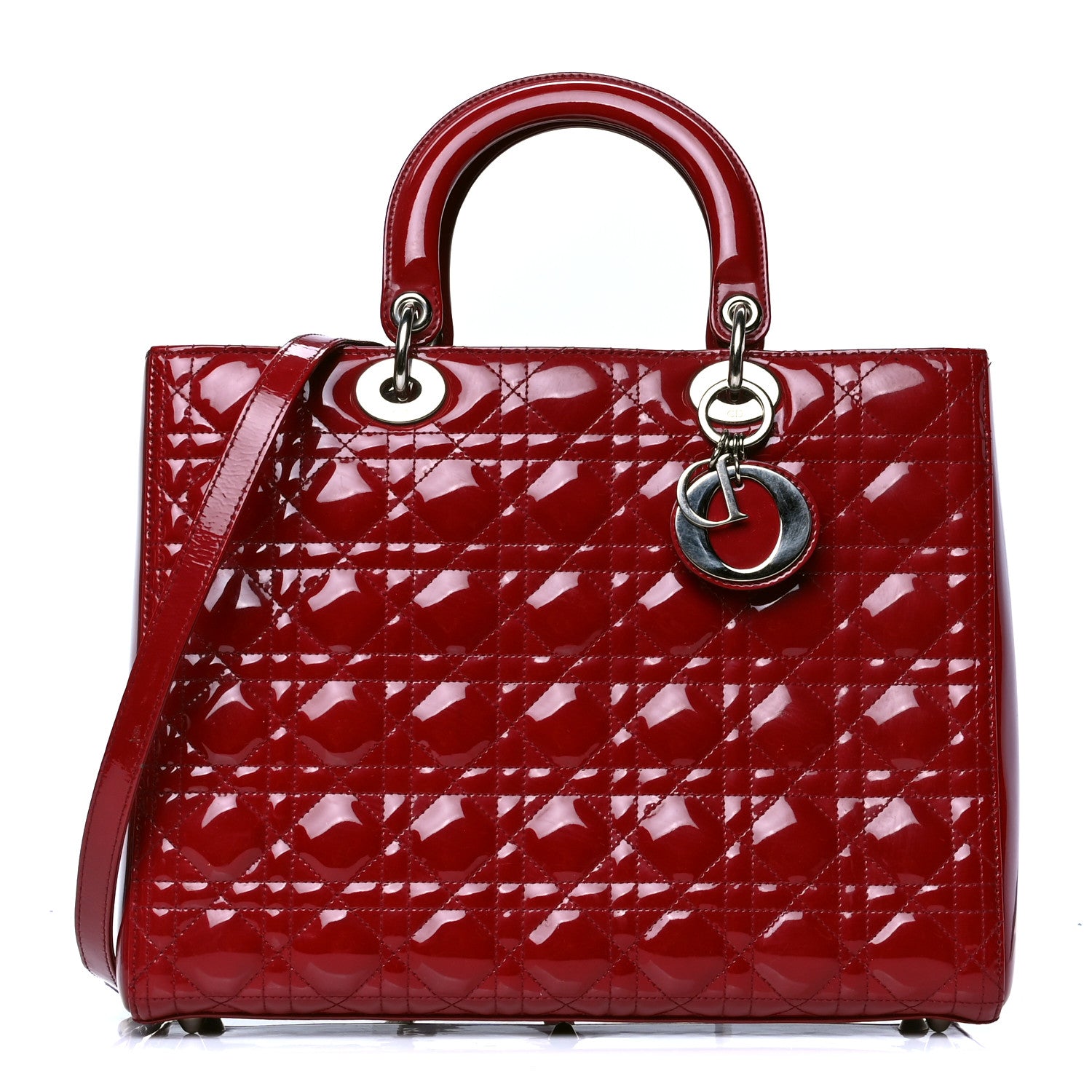 Christian Dior Patent Cannage Large Lady Dior Red 1 of 8