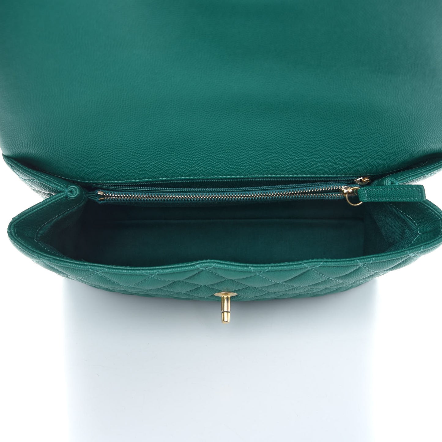 Caviar Quilted Medium Coco Handle Flap Green