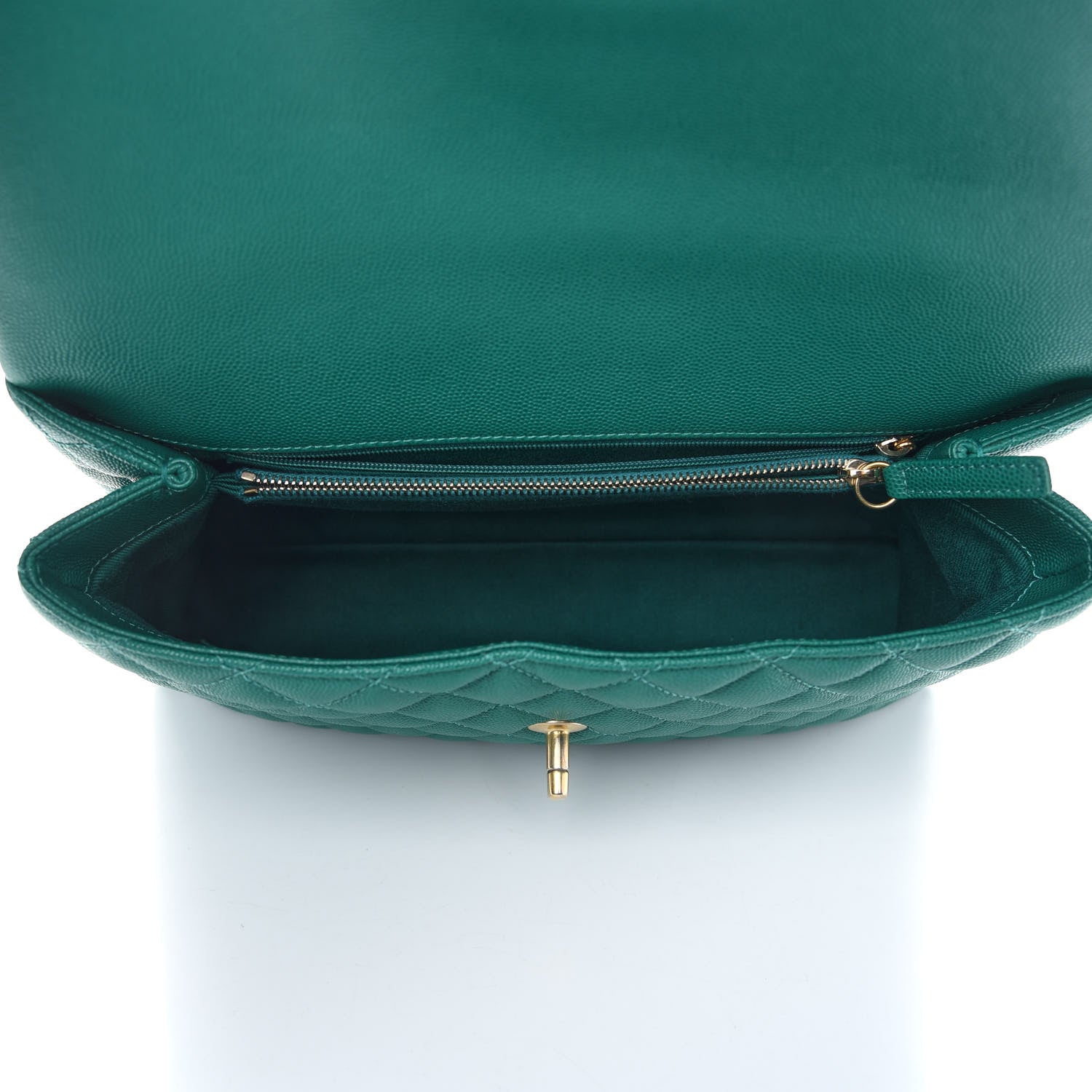 Chanel Caviar Quilted Medium Coco Handle Flap Green 4 of 8