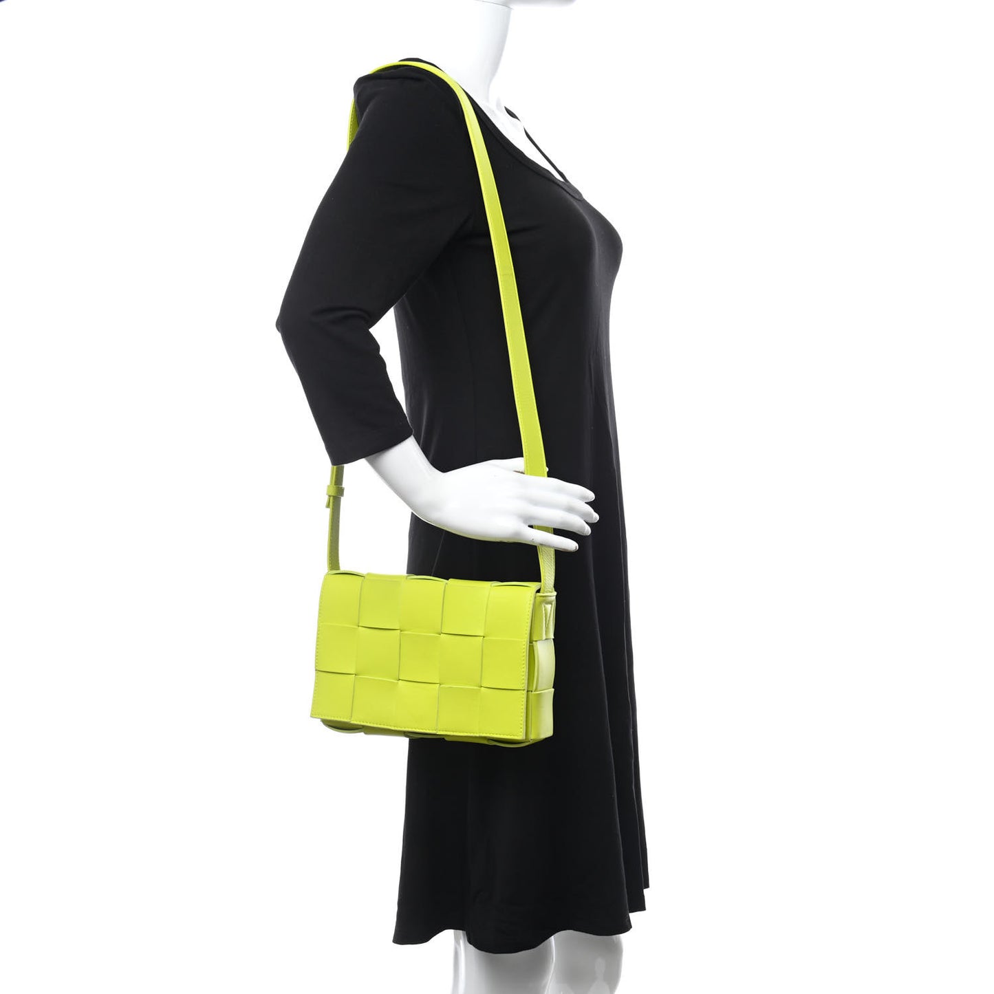 Lambskin Maxi Intrecciato Cassette Crossbody Bag Acid Kiwi