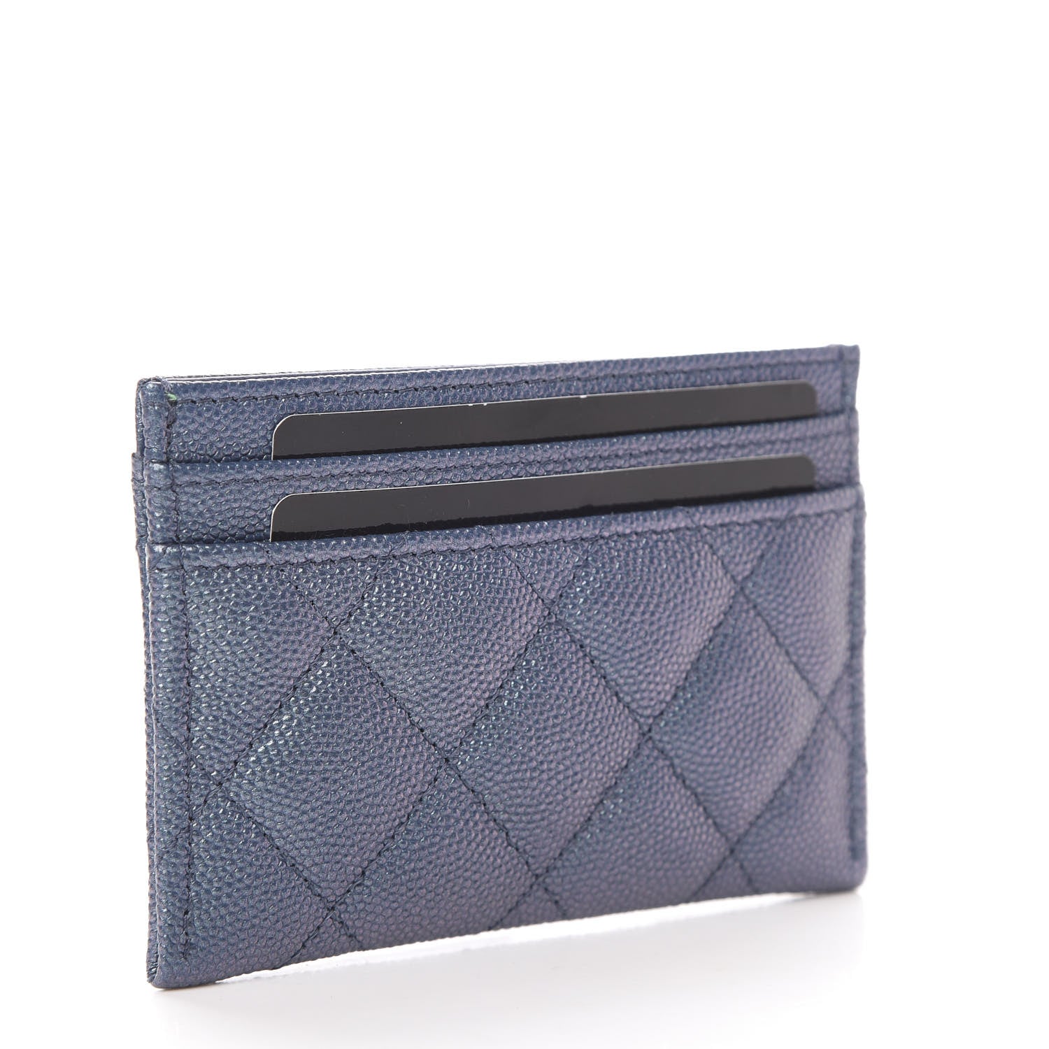 Chanel Iridescent Caviar Quilted Card Holder Dark Blue 3 of 9