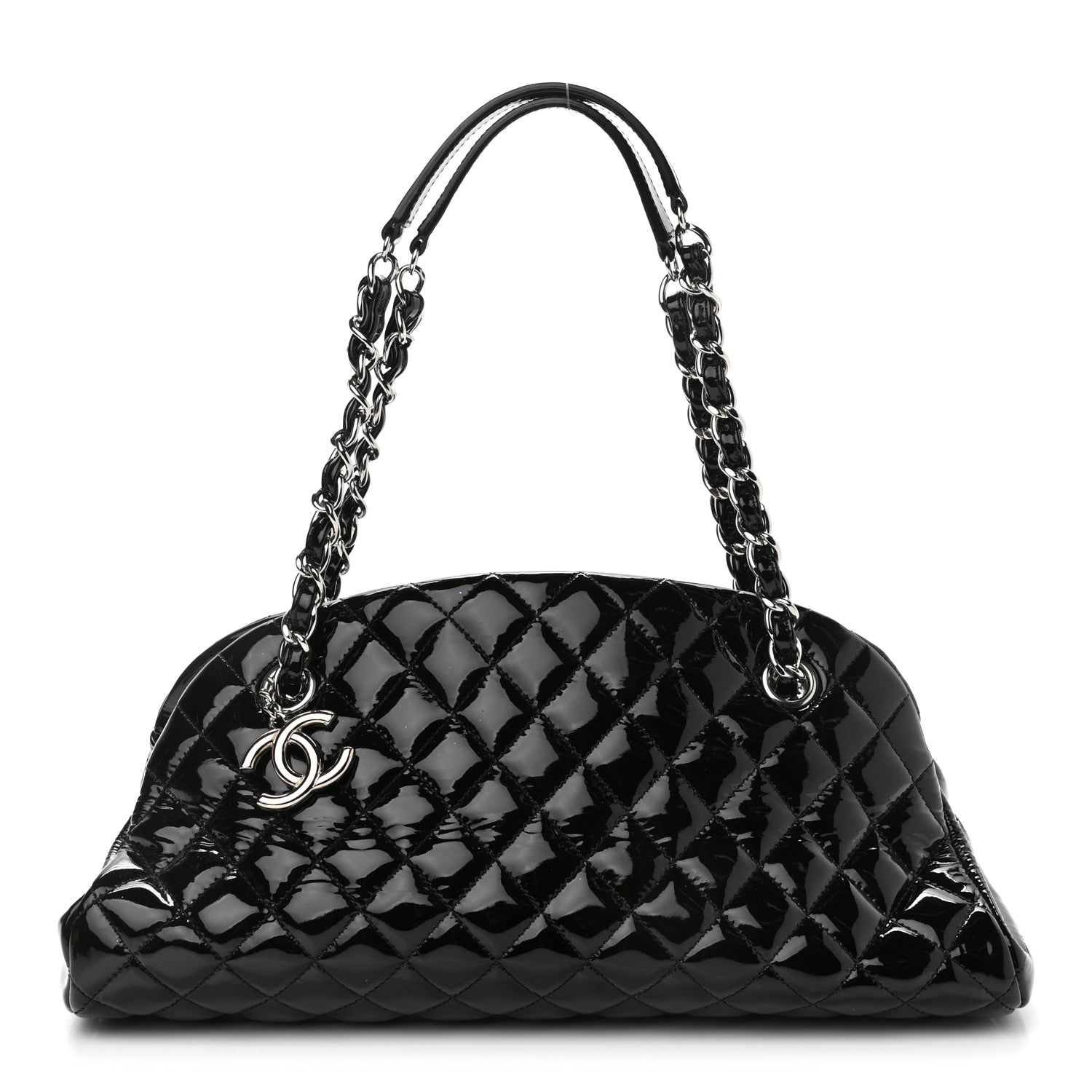 Chanel Patent Quilted Medium Just Mademoiselle Bowling Bag Black 1 of 13