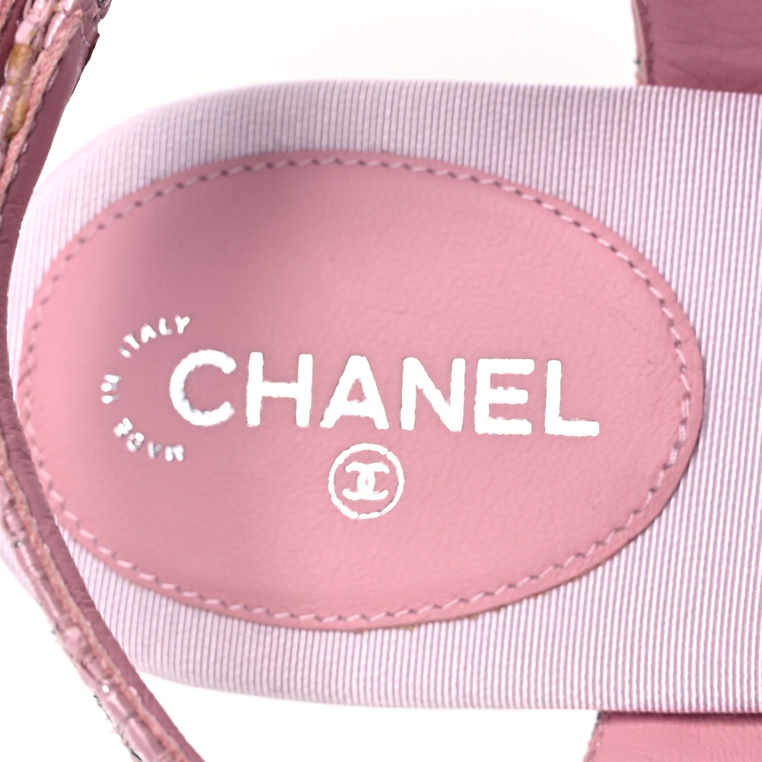 Chanel Tweed CC Charm Thong Sandals 39 Pink Silver 9 of 11