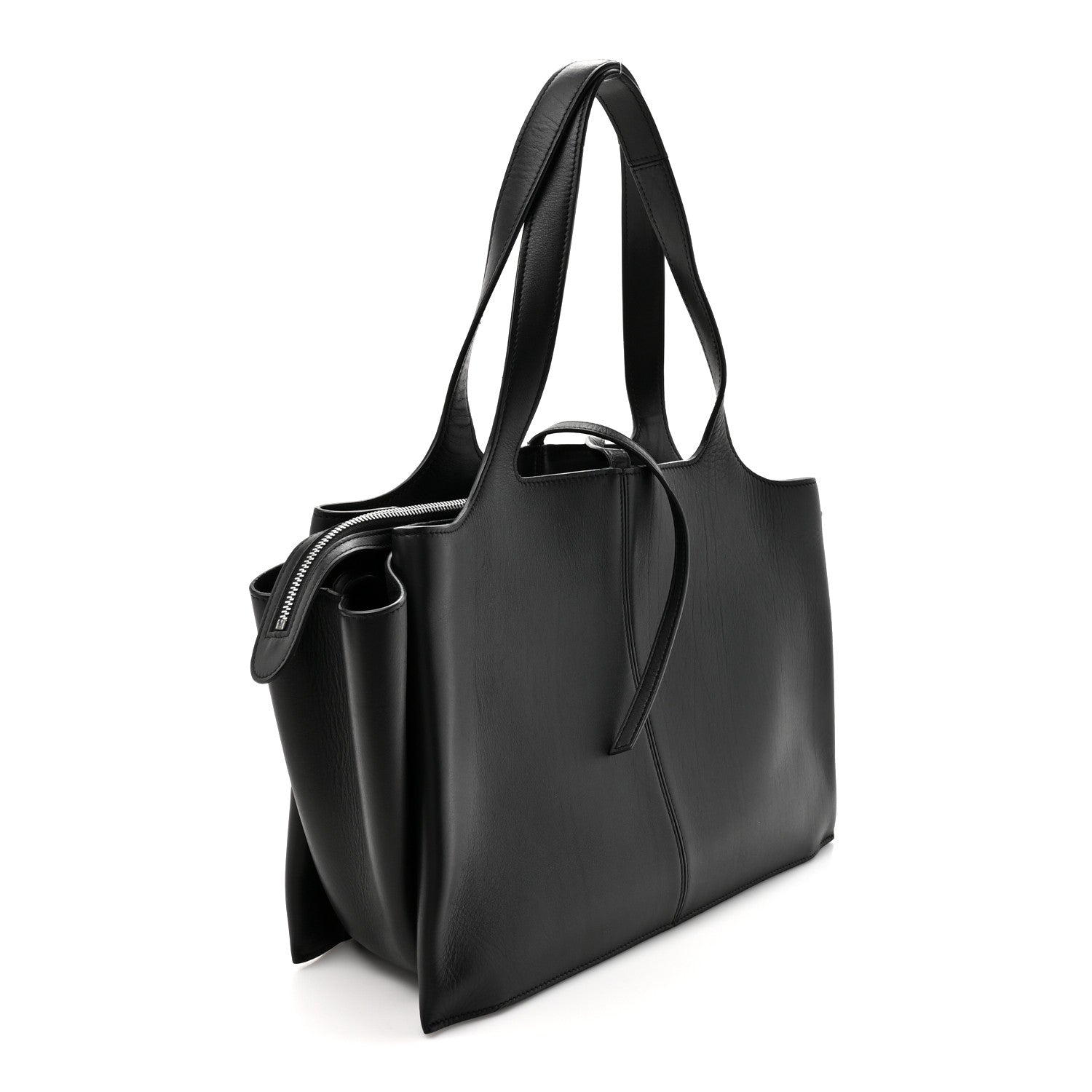 Celine Supple Natural Calfskin Medium Tri-Fold Bag Black 3 of 14