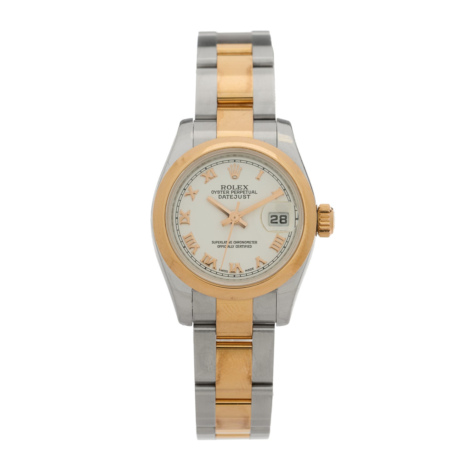 Rolex Stainless Steel 18K Everose Gold 26mm Oyster Perpetual Datejust Watch White Roman 179161 1 of 5