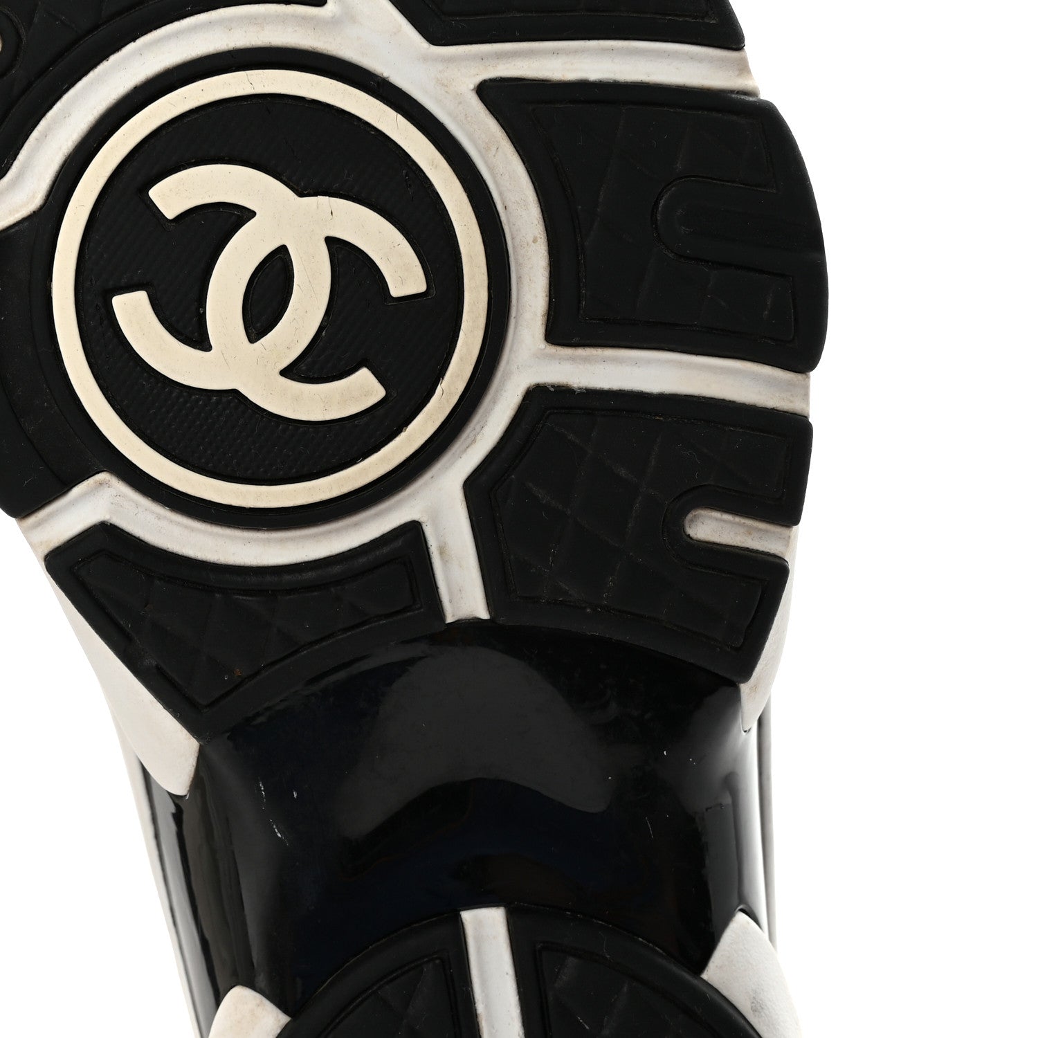 Chanel Mesh Suede Calfskin Grained Calfskin Womens CC Sneakers 36 White Black 7 of 9