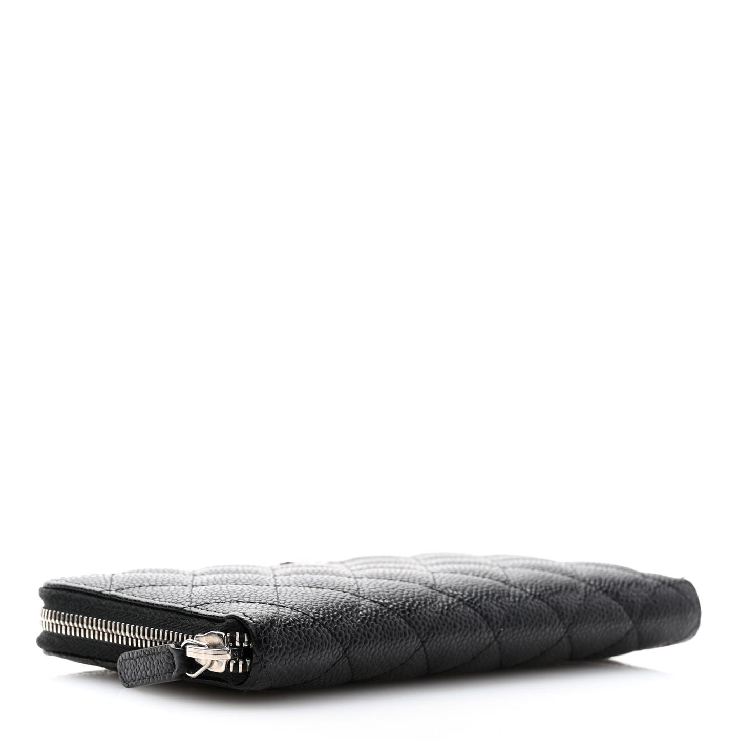 Caviar Quilted Large Gusset Zip Around Wallet Black