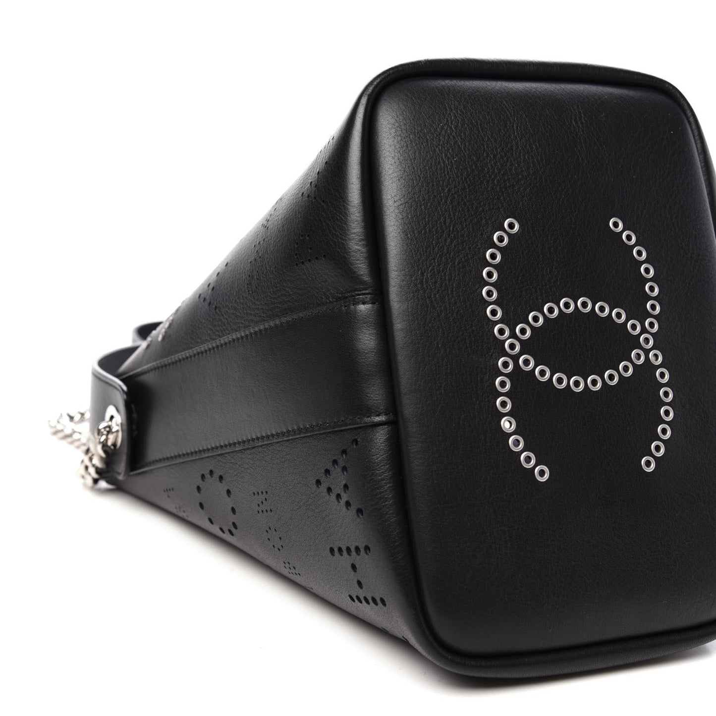 Calfskin Tweed Small Piercing Light Bucket Bag Black
