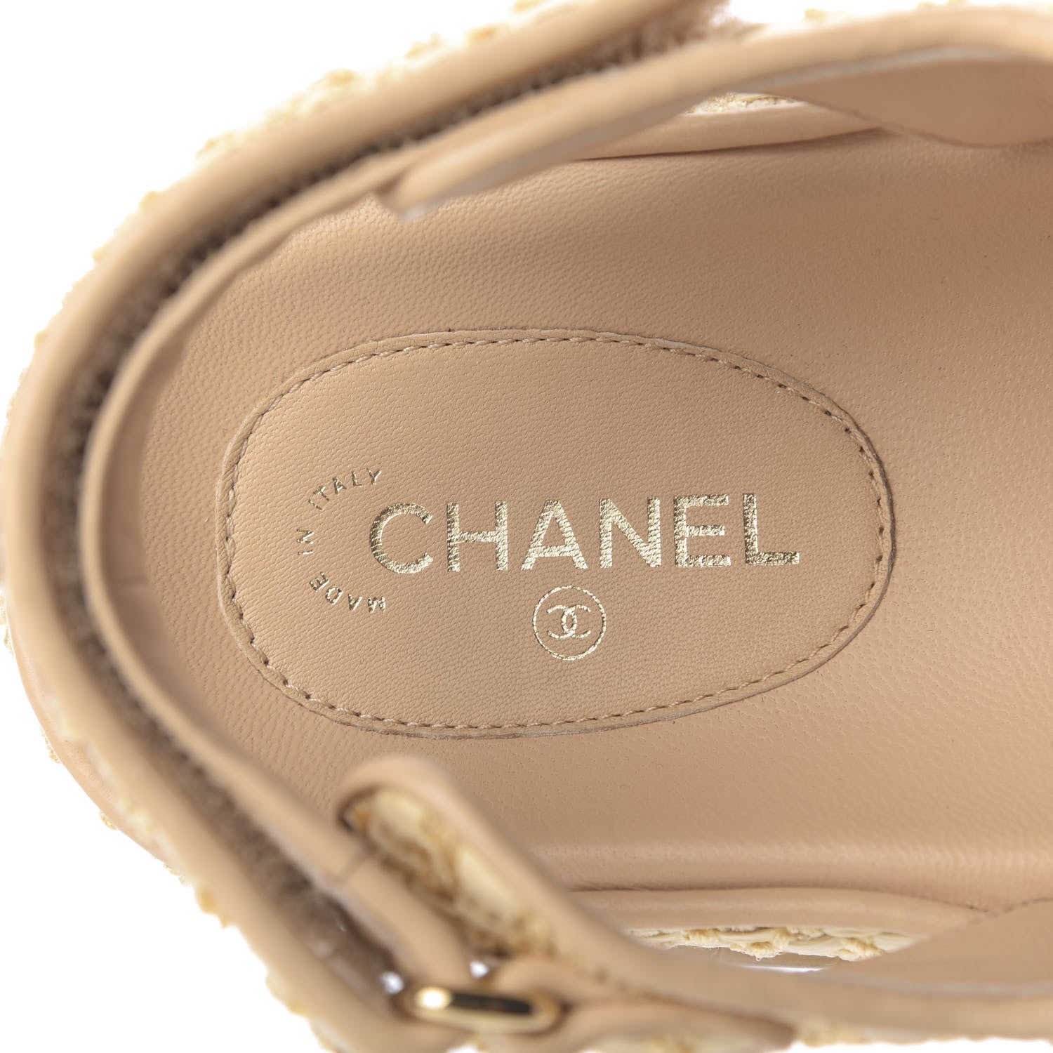 Chanel Braided Fabric Velcro Dad Sandals 39 Beige 8 of 13