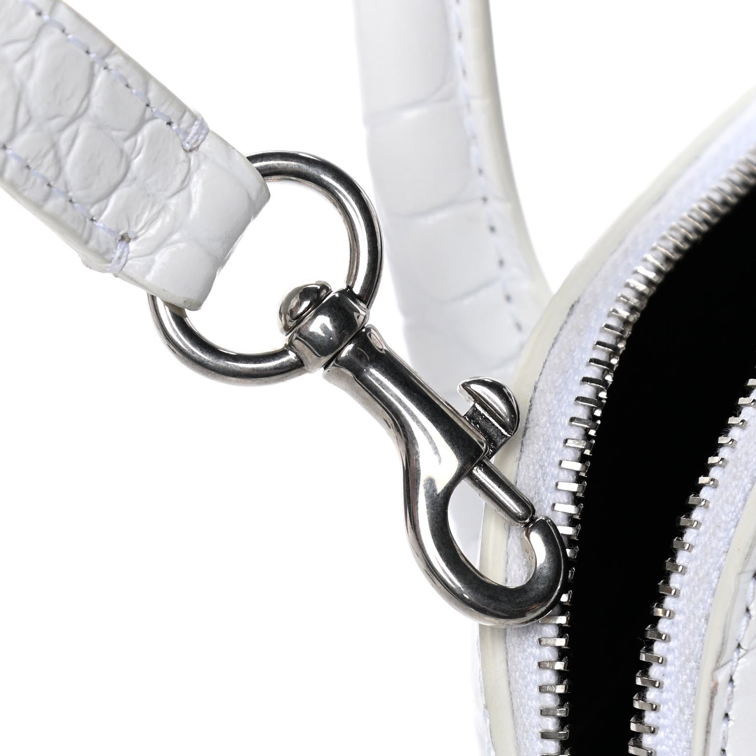 Balenciaga Calfskin Crocodile Embossed XXS Ville Top Handle Bag White Black 13 of 18
