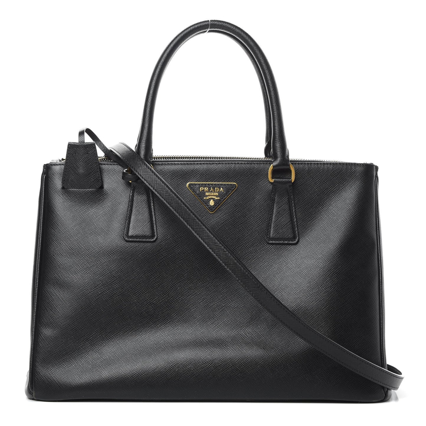 Saffiano Medium Galleria Double Zip Tote Black