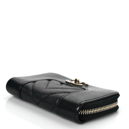 Chanel Caviar Sheepskin Chevron Quilted Vintage Mademoiselle Zip Coin Purse Black 8 of 8