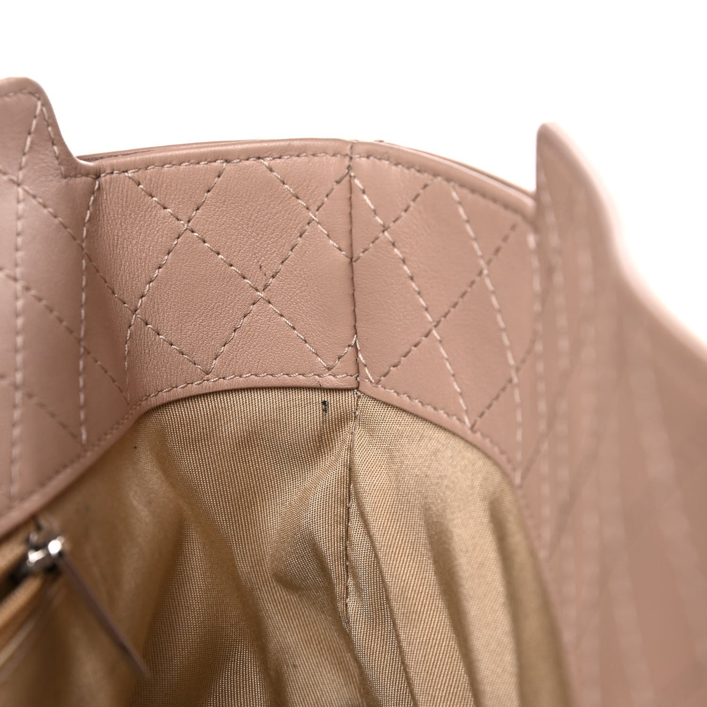 Calfskin Quilted Large Shopping Tote Light Pink