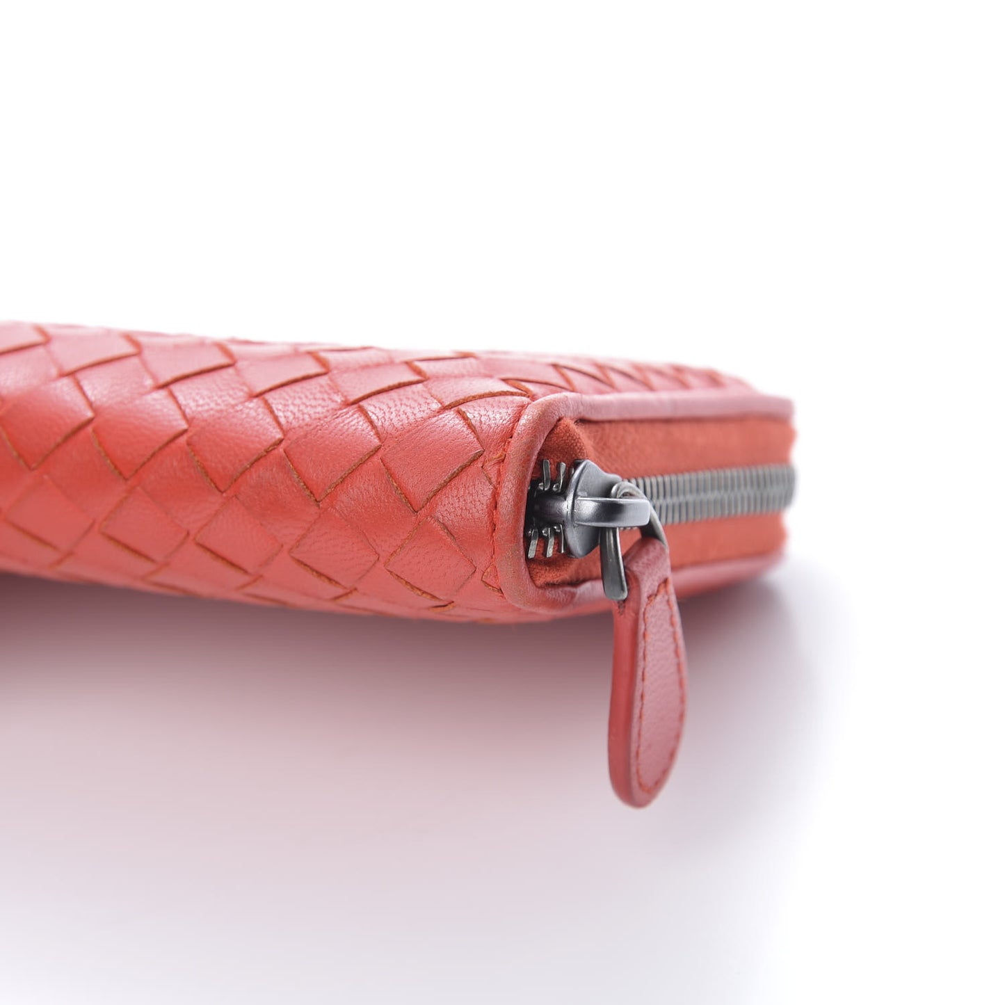 Nappa Intrecciato Zip Around Wallet Red