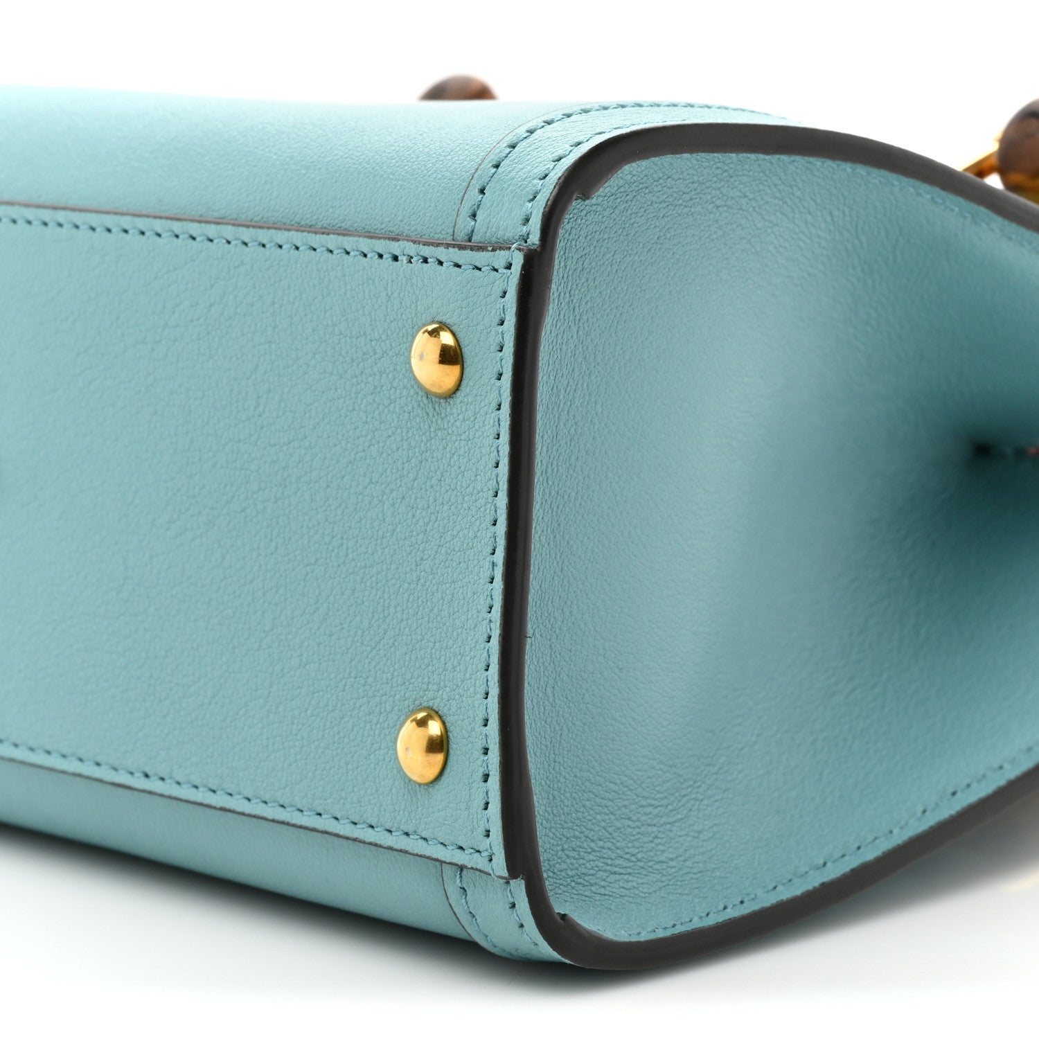 Gucci Wonka Grain Calfskin Mini Diana Tote Bag Dusty Azure Orange Fluo 8 of 12