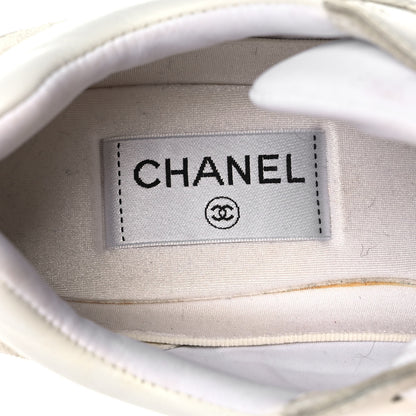 Chanel Suede Calfskin Fabric CC Sneakers 38.5 White 7 of 11