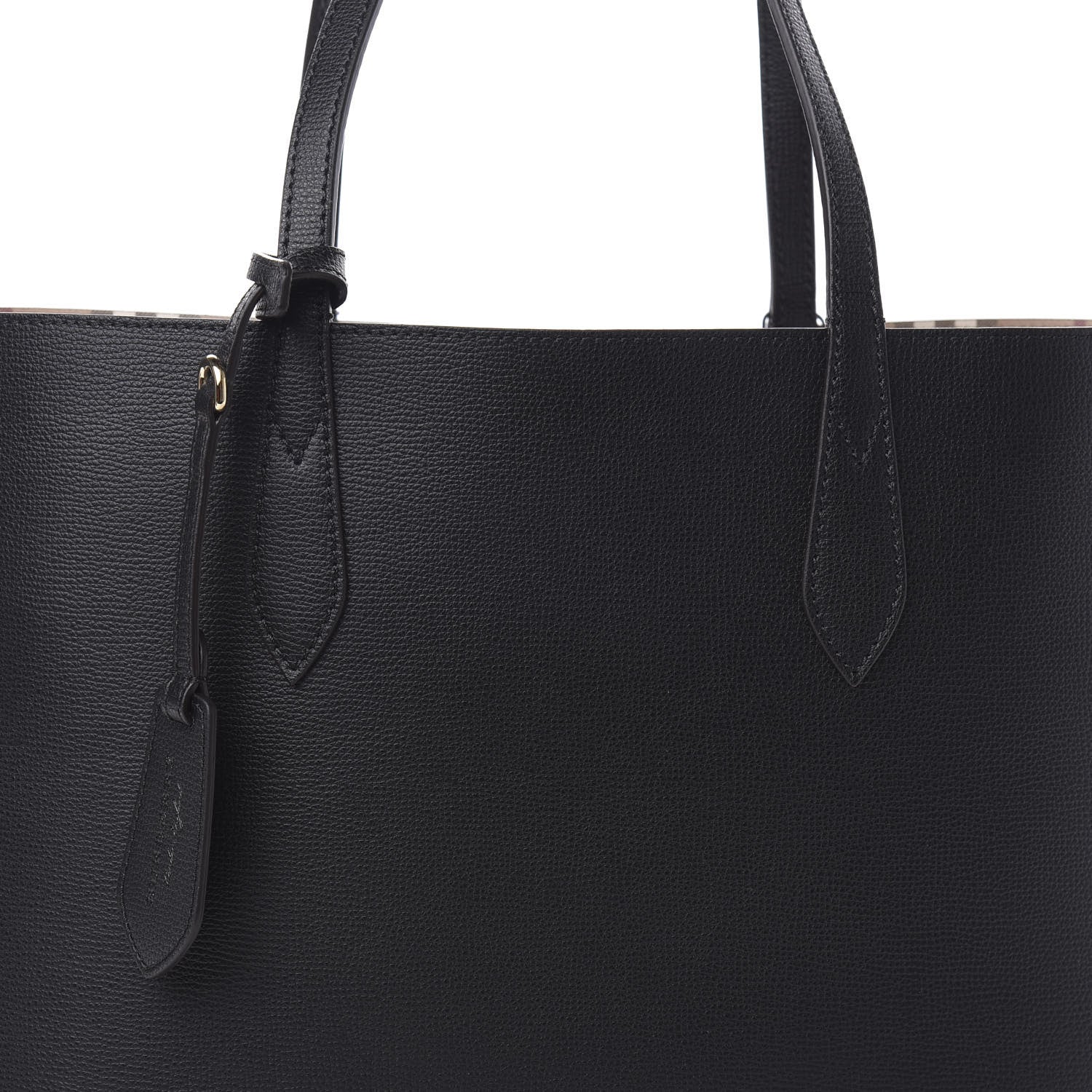 Burberry Grainy Calfskin Haymarket Check Medium Reversible Tote Black 13 of 14