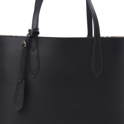 Burberry Grainy Calfskin Haymarket Check Medium Reversible Tote Black 13 of 14