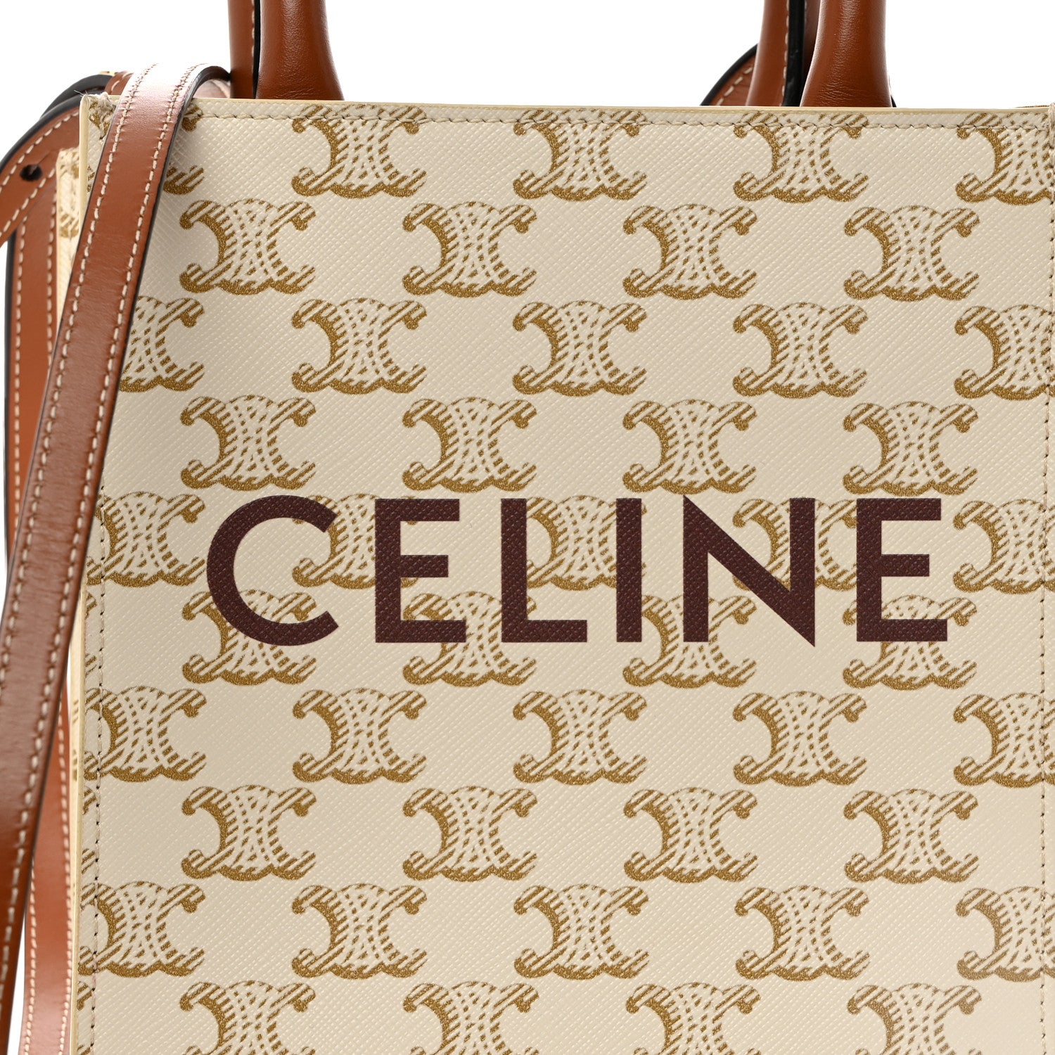 Celine Triomphe Canvas Calfskin Mini Vertical Cabas White 8 of 10