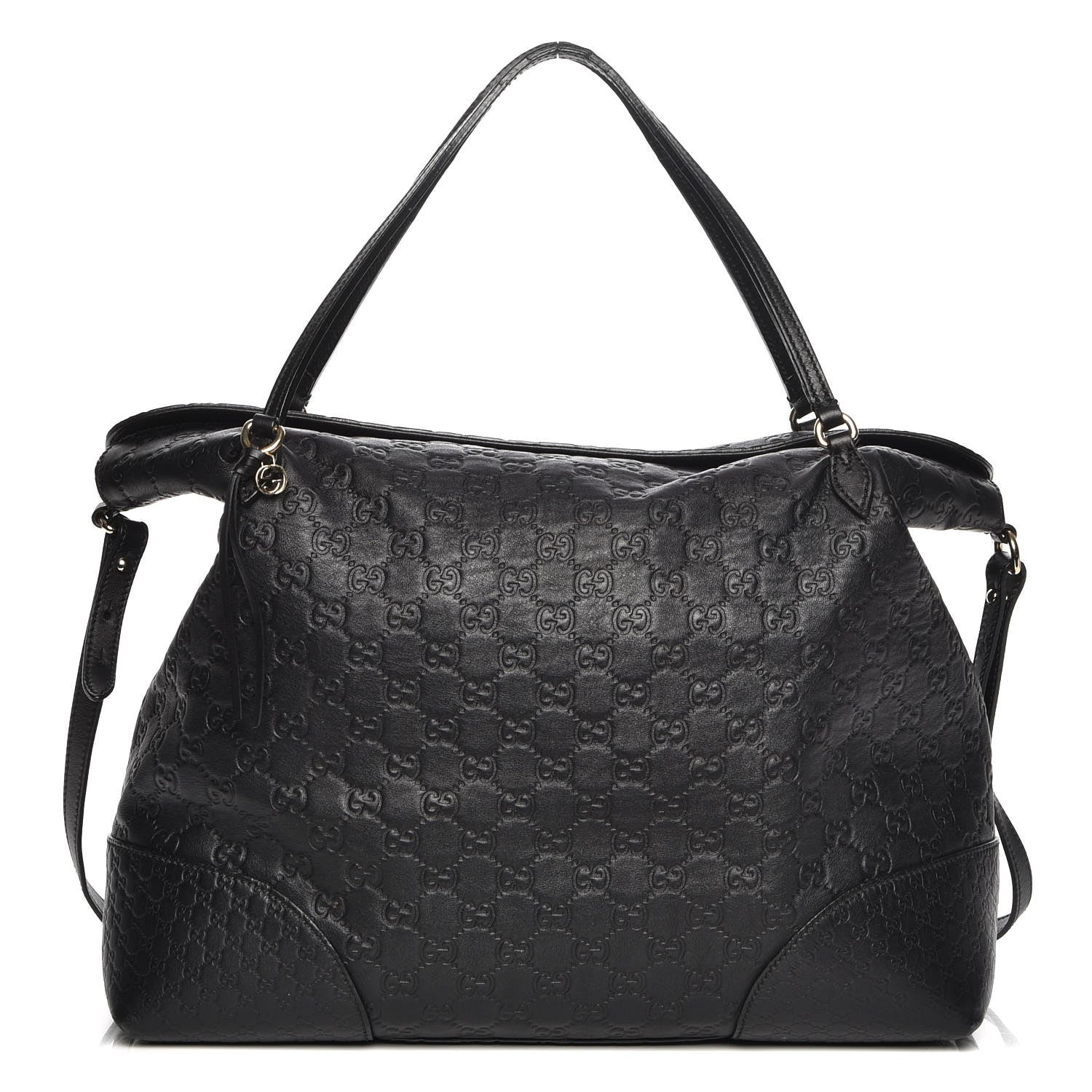 Gucci Guccissima Large Bree Foldover Tote Black 1 of 11