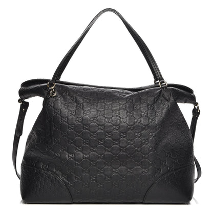 Gucci Guccissima Large Bree Foldover Tote Black 1 of 11