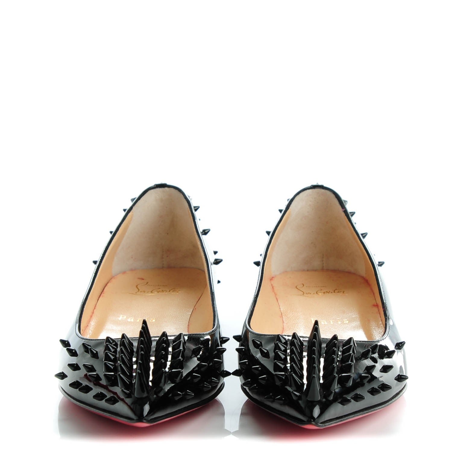 Christian Louboutin Patent Goldoflat Spikes Flats 37.5 Black 2 of 8