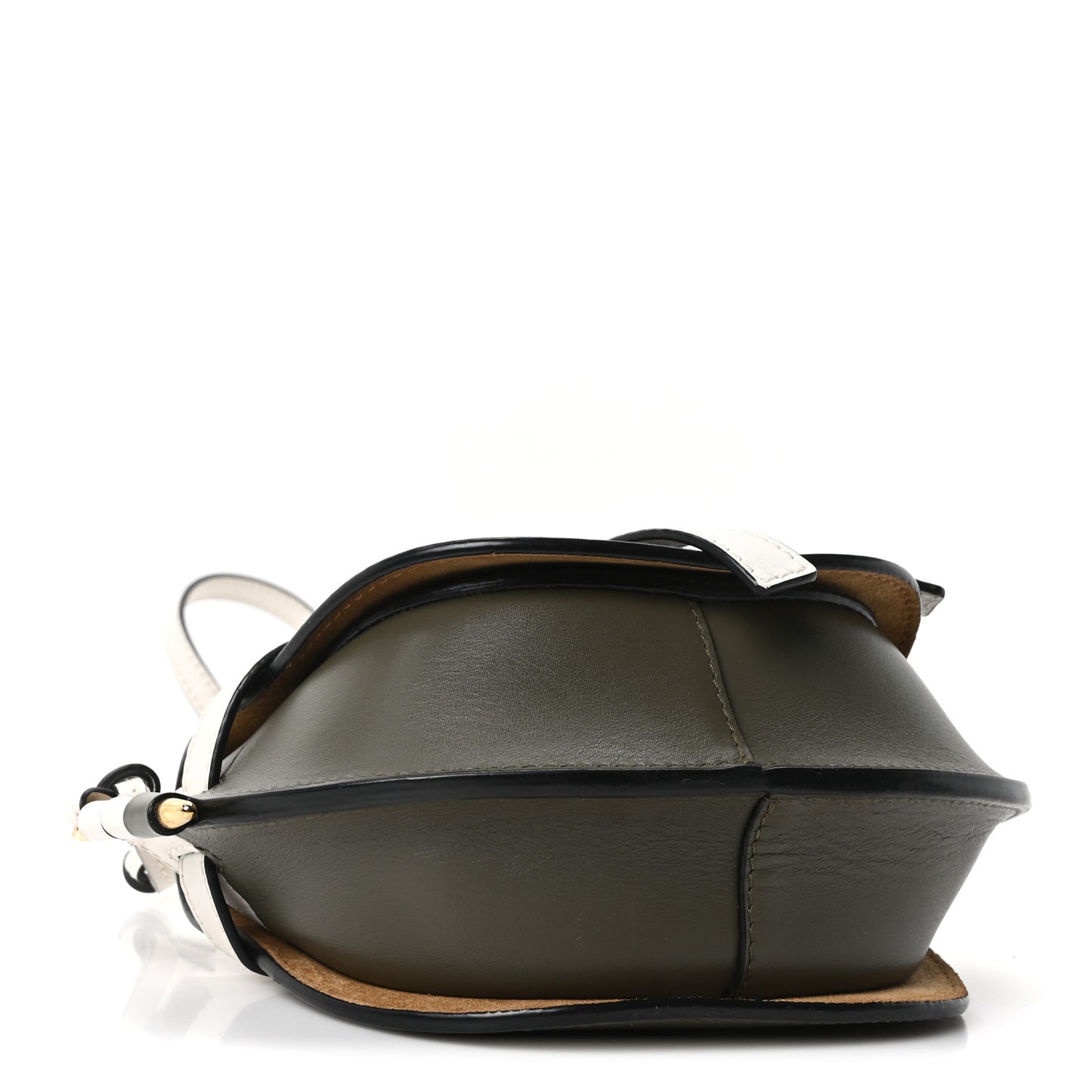 Calfskin Mini Gate Crossbody Bag Khaki Green Soft White