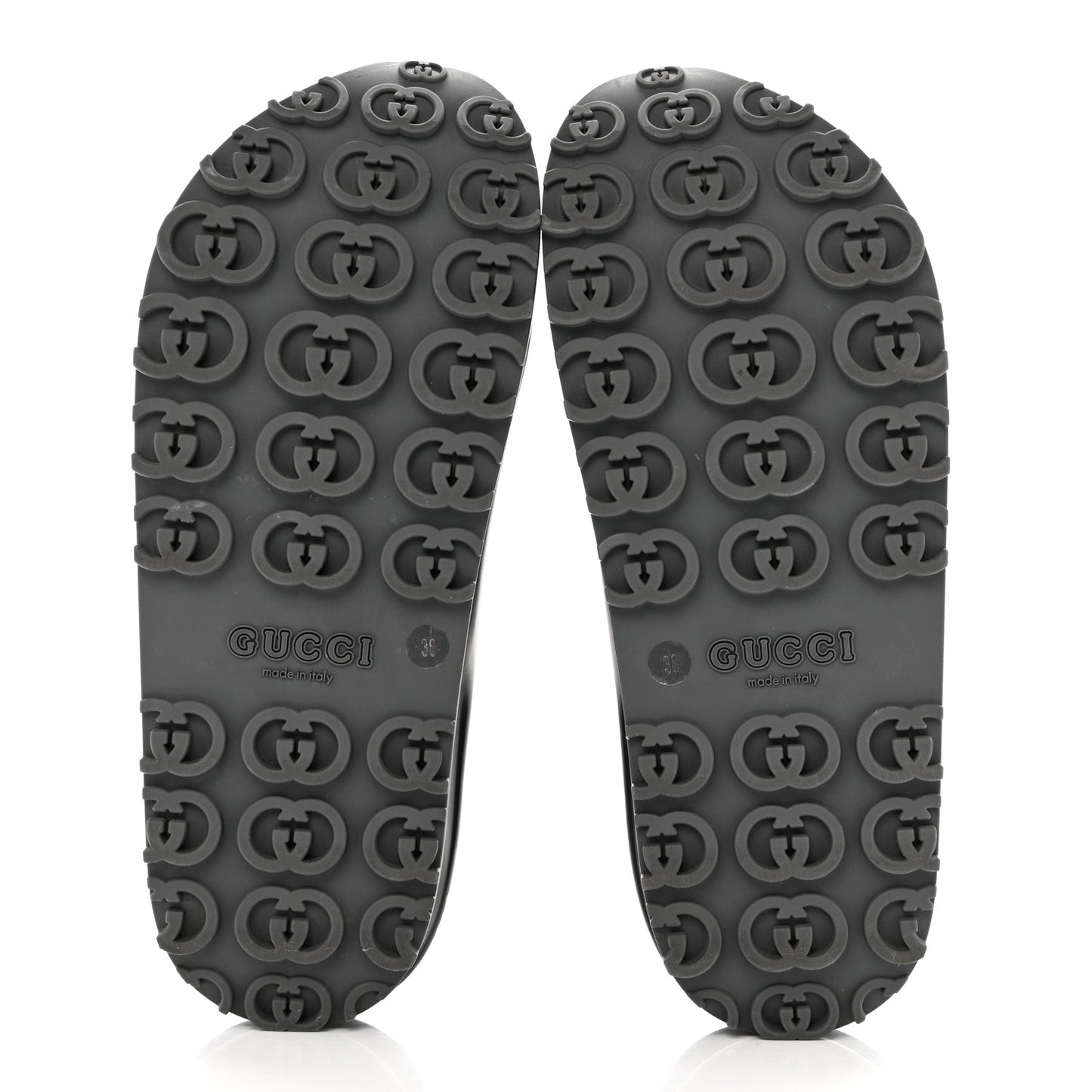 Soft Rubber Womens Interlocking G Platform 42mm Slide Sandals 38 Black
