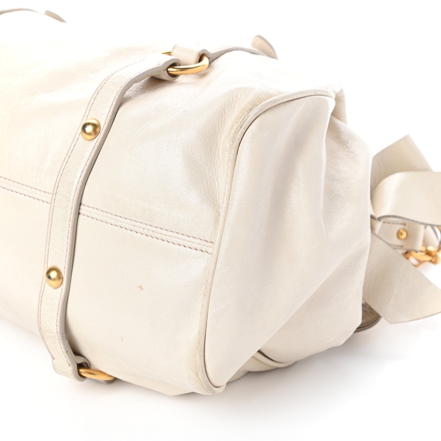 Miu Miu Vitello Lux Medium Bow Bag Talco 9 of 11