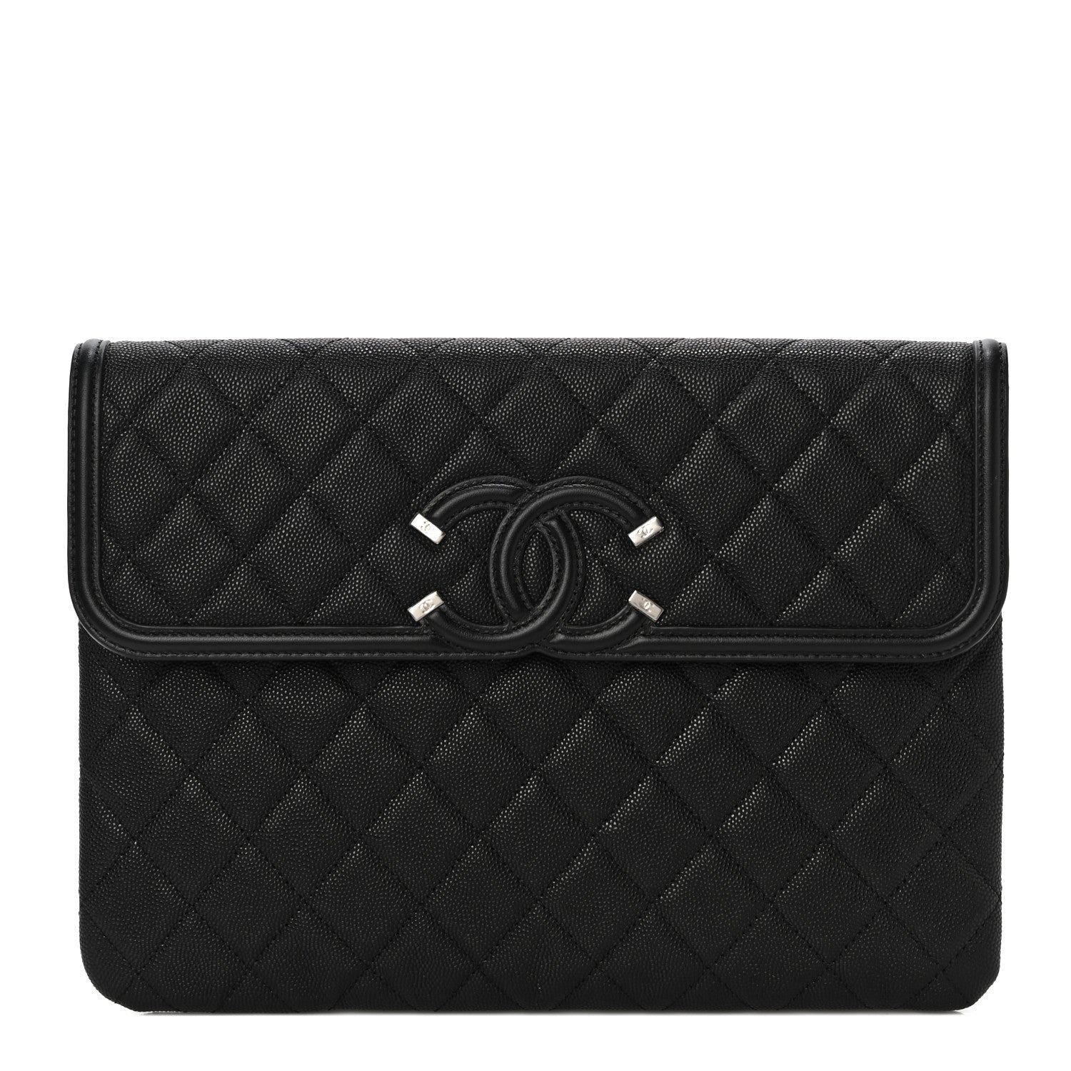 Chanel Caviar Quilted Filigree Flap Pouch Black 1 of 11