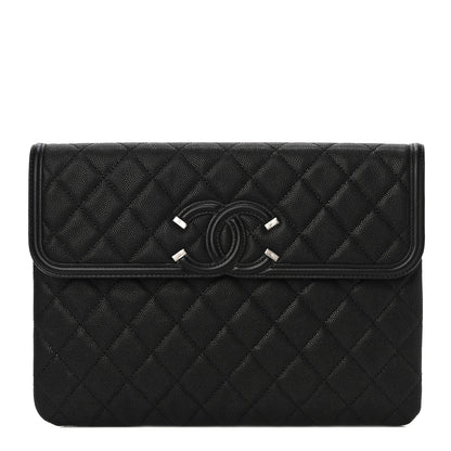 Chanel Caviar Quilted Filigree Flap Pouch Black 1 of 11