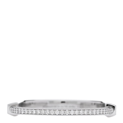 Tiffany 18K White Gold Diamond Tiffany Lock Bangle Pave Bracelet 1 of 5