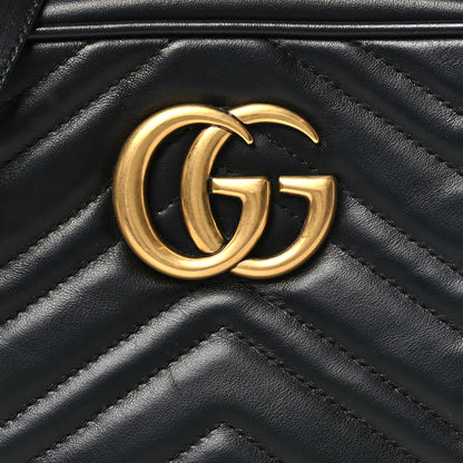 Gucci Calfskin Matelasse Small GG Marmont Chain Shoulder Bag Black 8 of 11